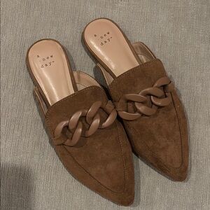 A New Day Women's Brown Suede Mules